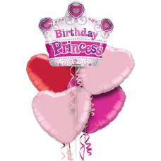 Happy Birthday Princess Crown Foil Balloon Bouquet